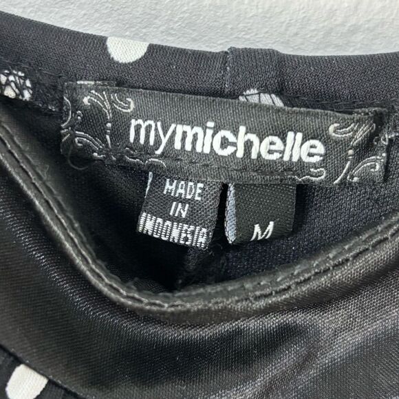 My Michelle Black White Polka Dot Babydoll Dress Y2K Coquette Retro Pinup M - Picture 3 of 12